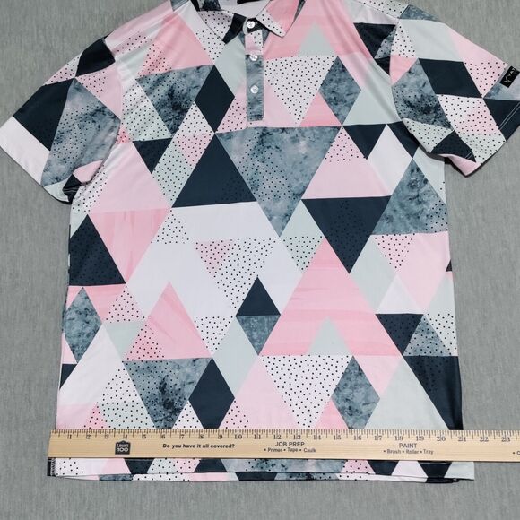 Yatta‎ Golf Polo Shirt Mens Medium Performance Stretch Abstract Geometric - Picture 8 of 14